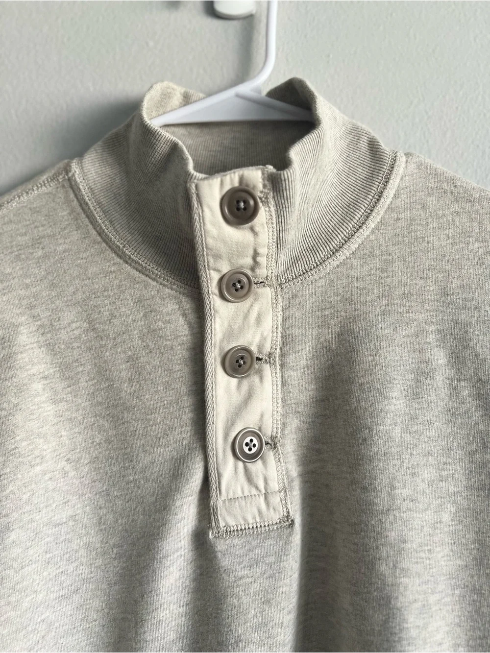 J. Crew Light Gray Cotton Mock Neck Pullover